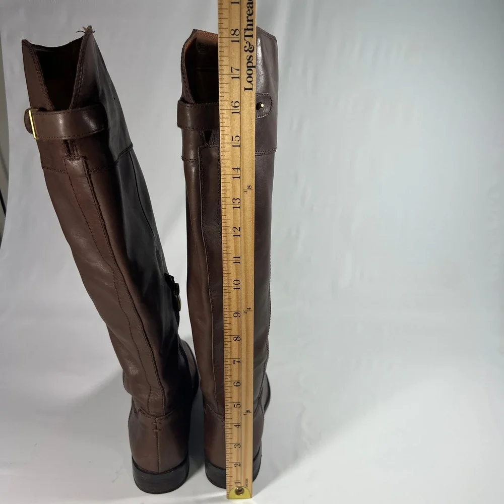 FRANCO SARTO Haleen Over the Knee Boots Womens 8 Brown Leather‎ Riding Studded
